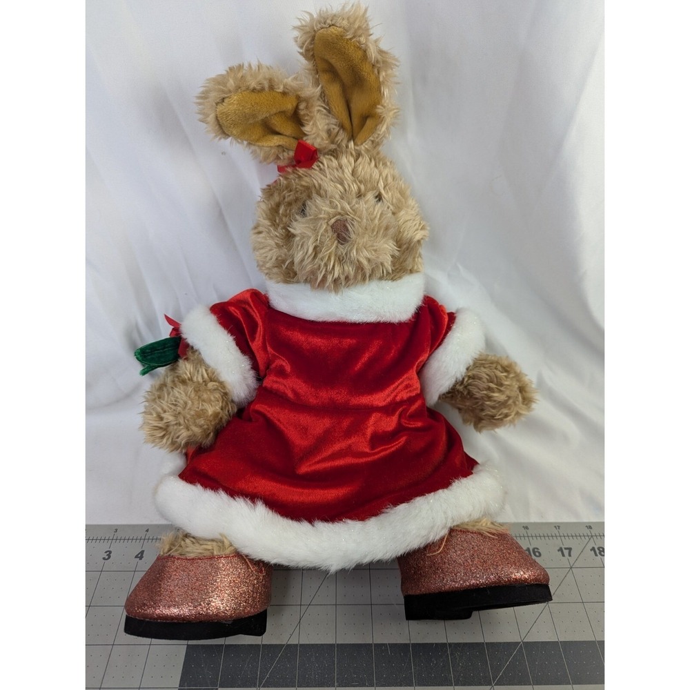 Build a Bear Christmas Rabbit Plush Red Dress Shoes Stuffed Animal Toy